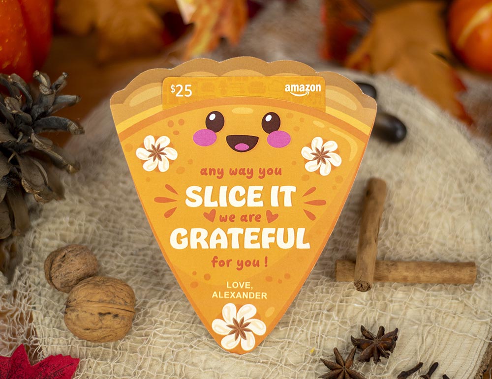 cute pumpkin pie thanksgiving gift card holder